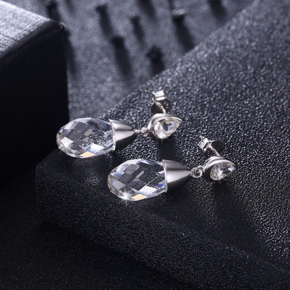 Lekani Cristais Joias de Casamento Brincos Reais de Prata S925 Gota D'água Para Mulheres Festa Moda Piercing Joias