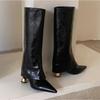 Spring Autumn Genuine Leather Pointed High-Heeled Knight Boots Women Fashion Versatile Breathable Modern Boots Knee High Boots
