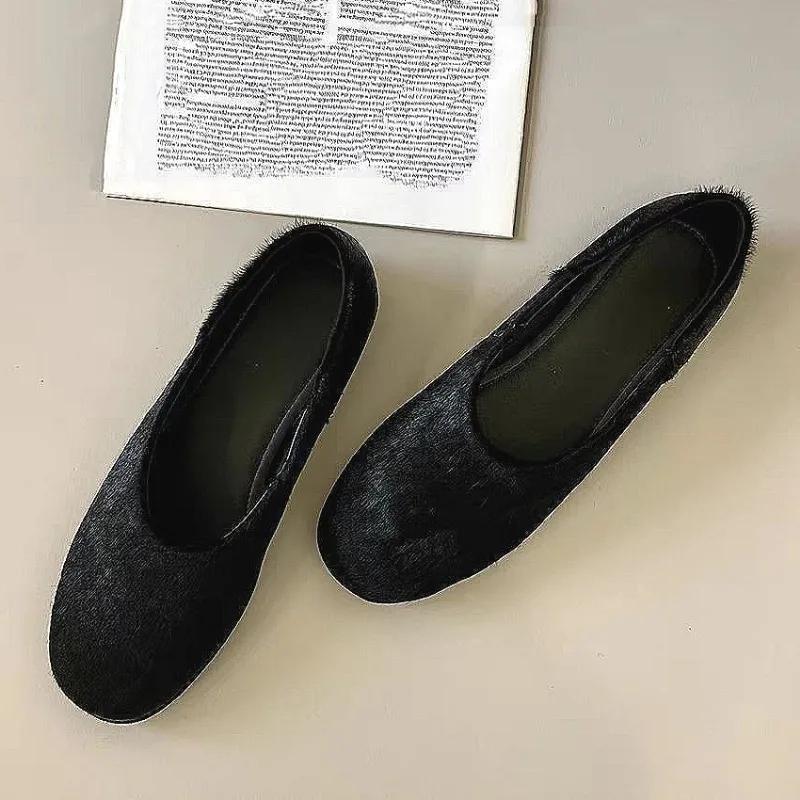 Fur Flats Shoes Loafers Women Casual Shallow Autumn 2025 Trend Furry Comfort Soft Sole Brand New