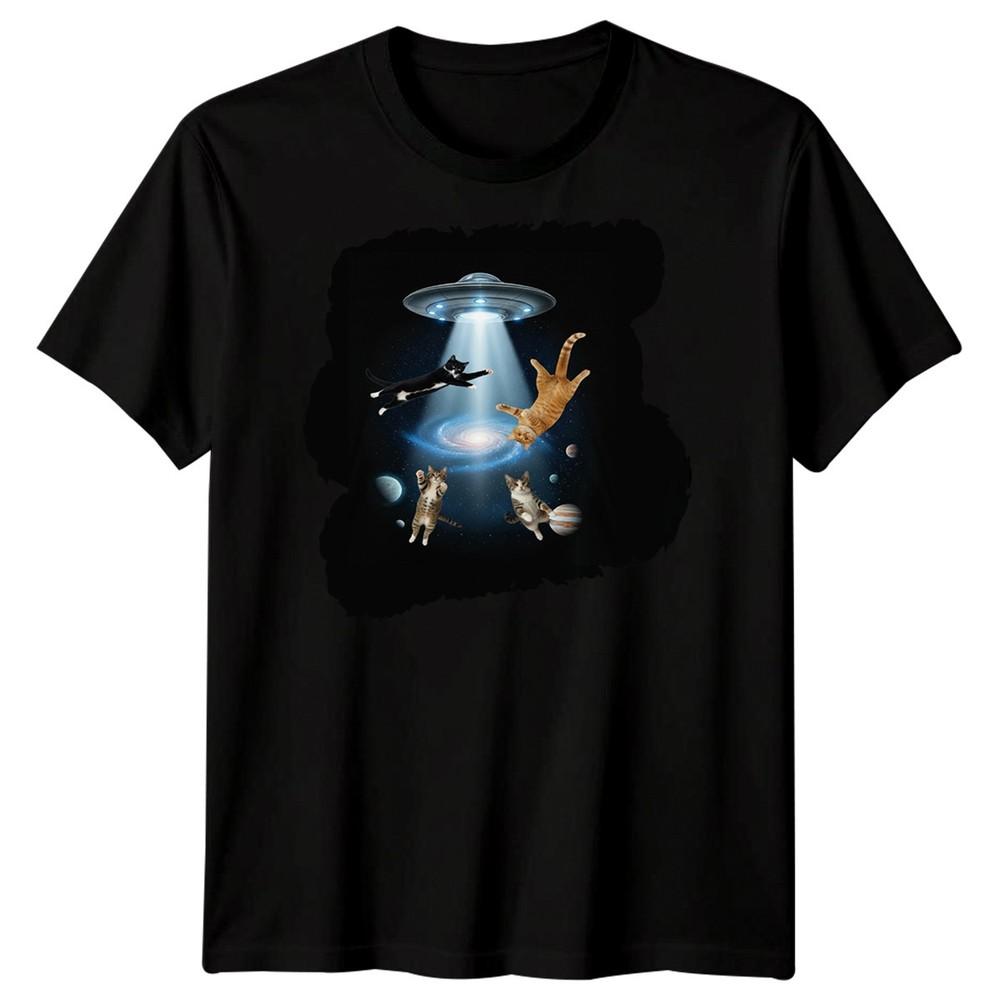 SciFi Alien Abduction Cats Ufo Unisexs TShirt Space Galaxy Graphic