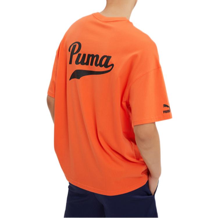 Puma T-Shirt mit Rundhalsausschnitt und Logo-Print auf der Rückseite, kurzärmlig, für Herren, Oberteile: Orange 538324-79
