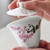 White Porcelain Cover Bowl, Single Large, High-End Tea Offering, Ercai Cover Bowl, Hand-Painted Panda Wen Kung Fu Tea Making Cup, Hand-Grasping Bowl