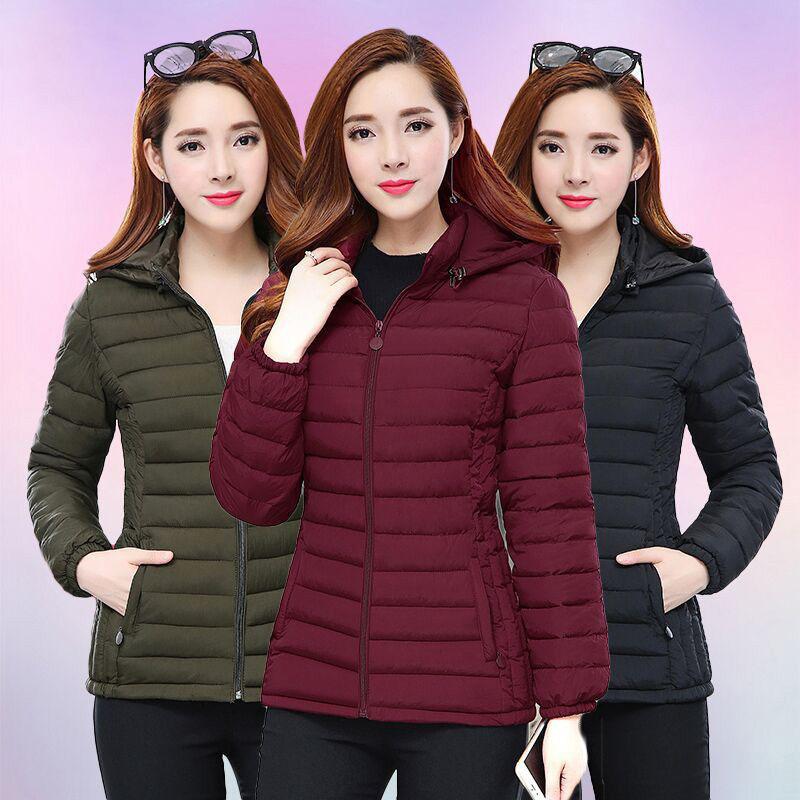 

Women s Parkas lady Winter Thickened Slim Warm Jackets Female Hooded Parkas Women Cotton Padded Jacket Ultralight Coat XS вина червоного кольору