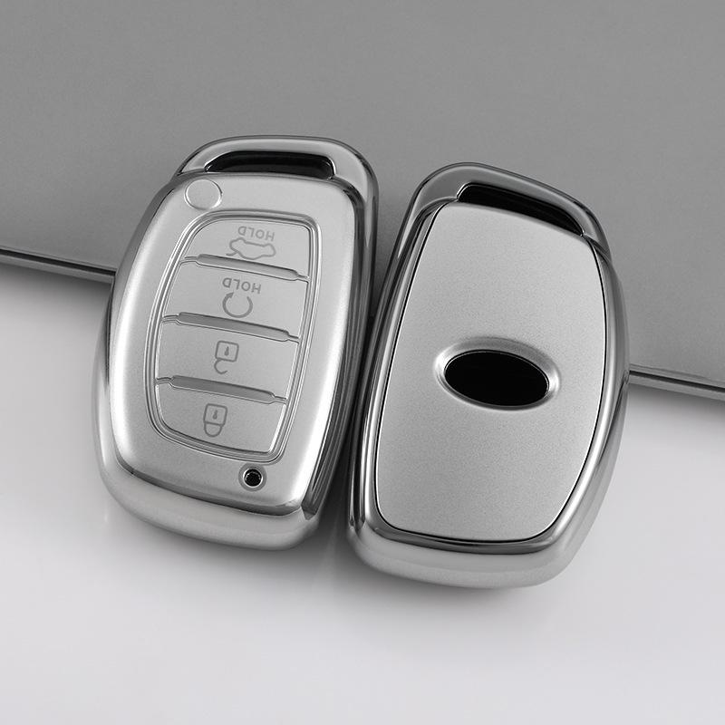 Hyundai Tucson L Quicksand Silver 4-Button Key Case - Korean Car Interior Protective Shell