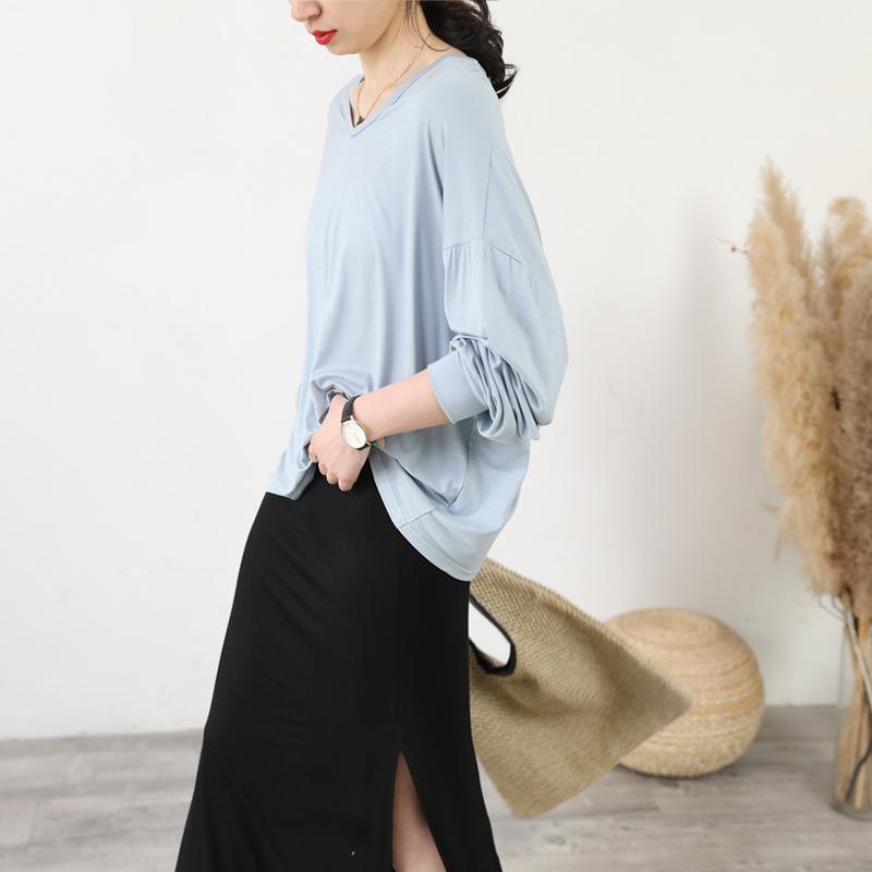 Loose V-neck Long Sleeve Women's Sun Protection T-shirt - Plus Size Summer Riding Top, Korean Style
