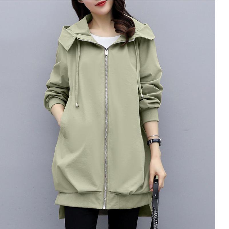 

Новая осенне-зимняя женская одежда корейская свободная повседневная ветровка с капюшоном женская однотонная куртка средней длины 2XL
