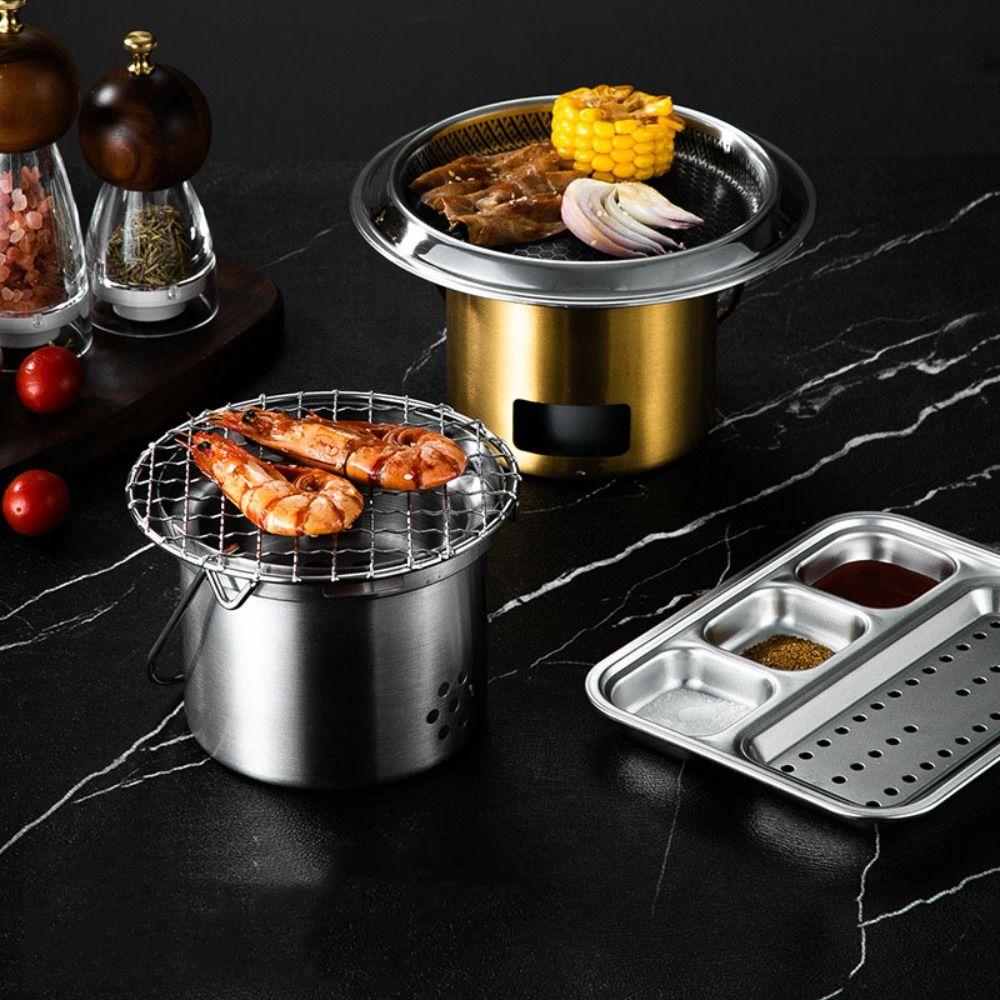 Gold/Silver Stainless Steel Camping Stove Rust-proof Grilling Stove Barbecue Stove  Picnic