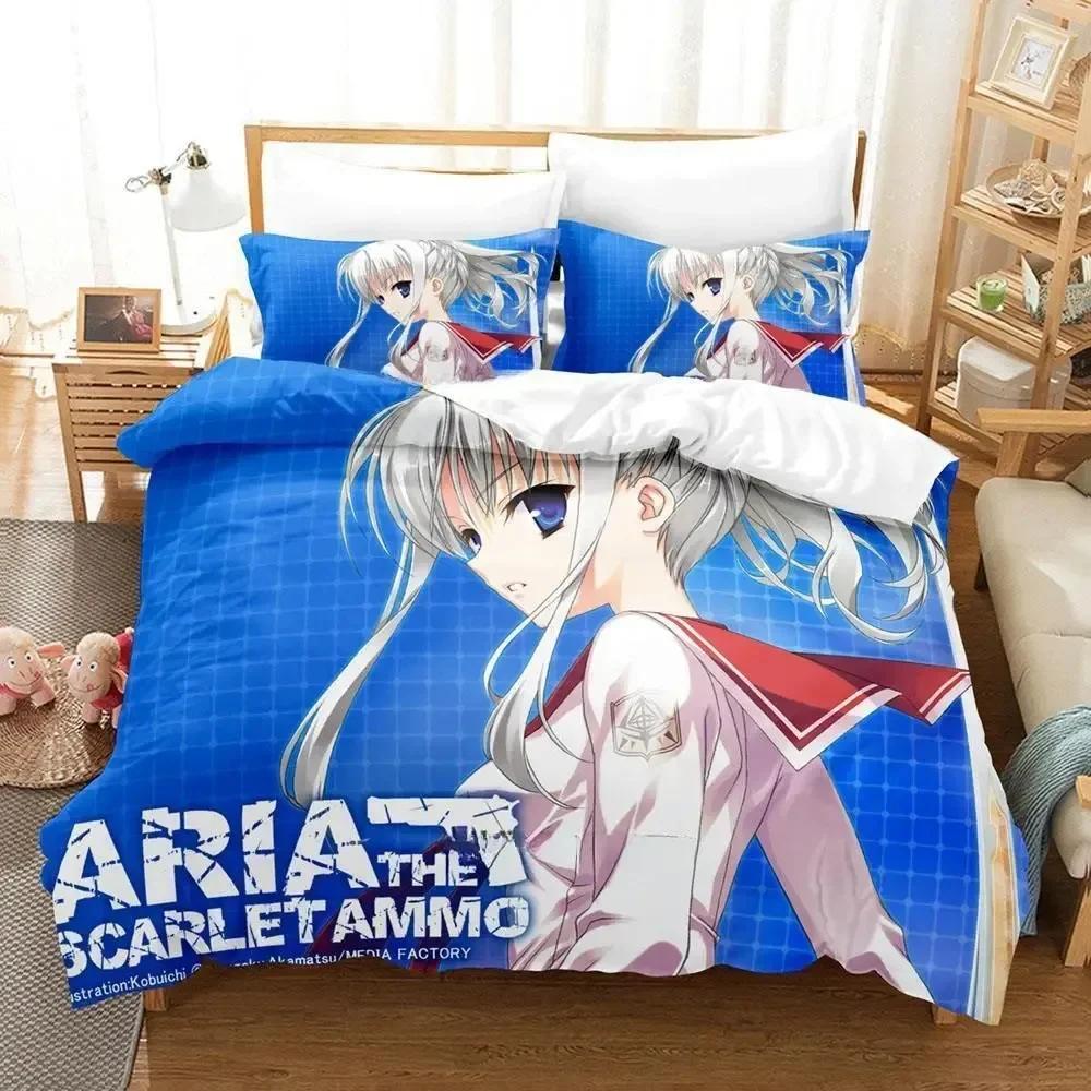 3d Anime Game Aria the Scarlet Ammo Bedding Set Printed With Pillowcase Bed Duvet Cover Soft Single Double Queen Super King Size