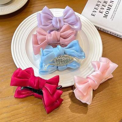 Neue elegante Schleife Pille Kopf Grip Clip koreanischen Temperament Haar Clip weibliche Pferdeschwanz Zopf Clip Mode Kopfschmuck für Frauen Mädchen
