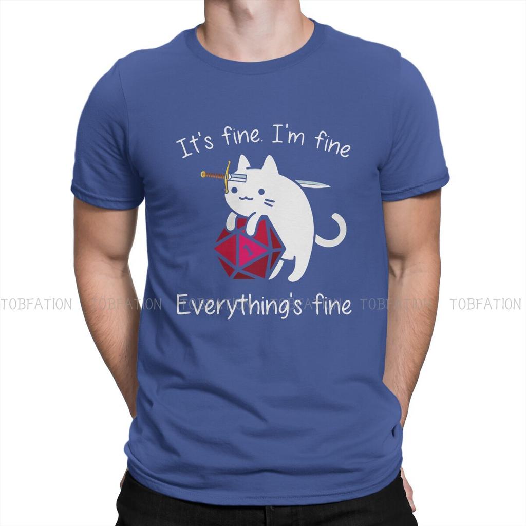 It's Fine I'm Fine DND Men T Shirt Cotton Gothic Crewneck Tee Shirt Harajuku Clothes