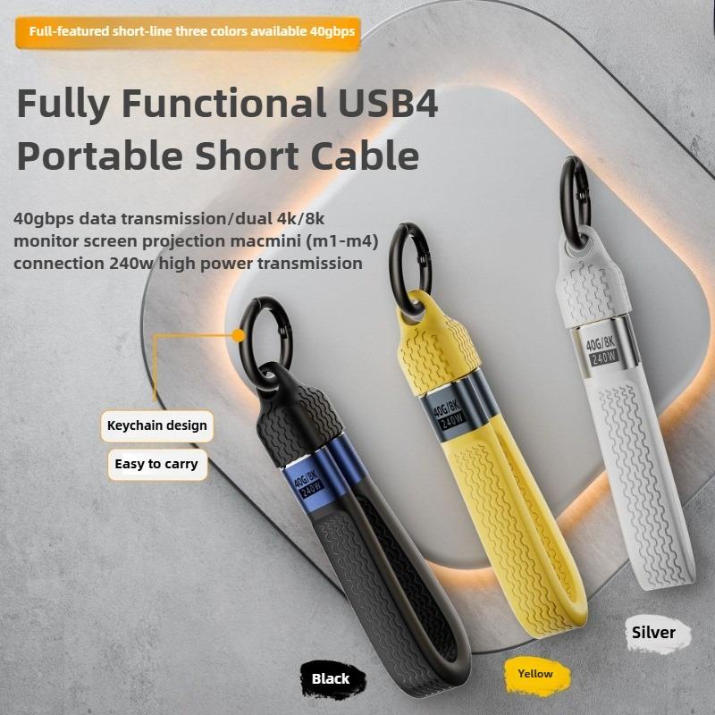40Gbps FPC Data Cables 240W USB4 Fast Charging Cable USB C To Type C Data Cord Protable Keychain Cable for Xiaomi POCO IPhone 16