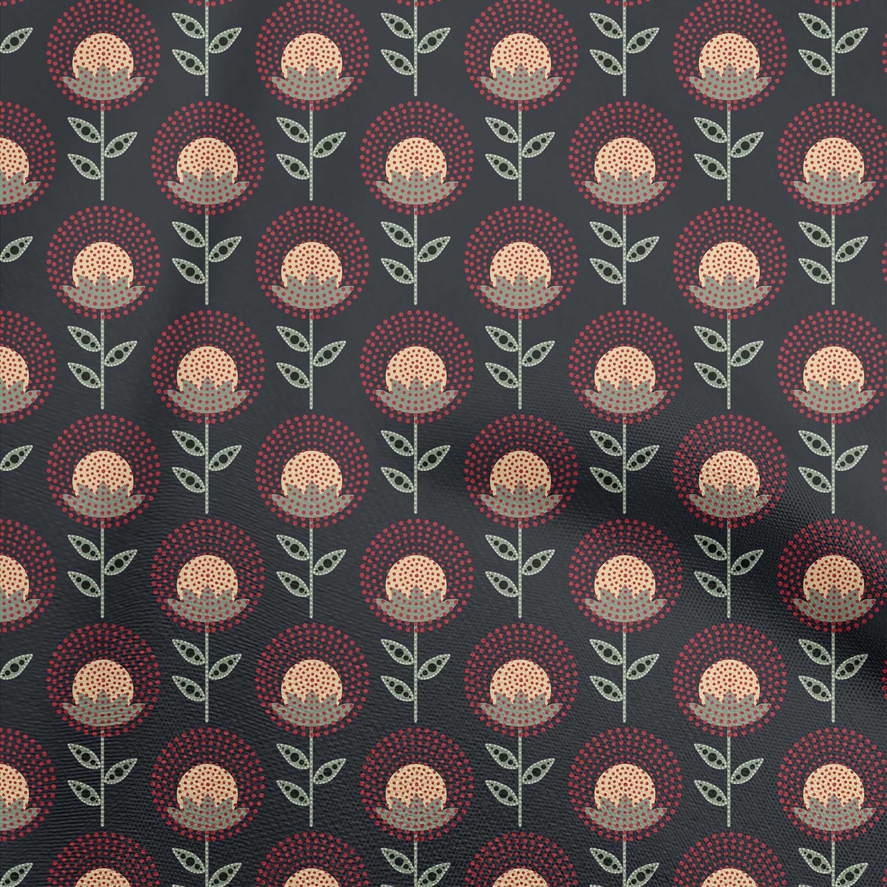 

oneOone Cotton Flex Gray Fabric Dotted Floral Quilting Supplies Print Sewing Fabric By The Yard 40 Inch 42 Inch Wide - Viscose Chiffon червоний