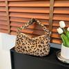 New Leopard Print Knitted Relaxed Style Handbag Trendy Versatile Stylish Commuter Handbag Sweet Shoulder Bag Stylish Storage Bag