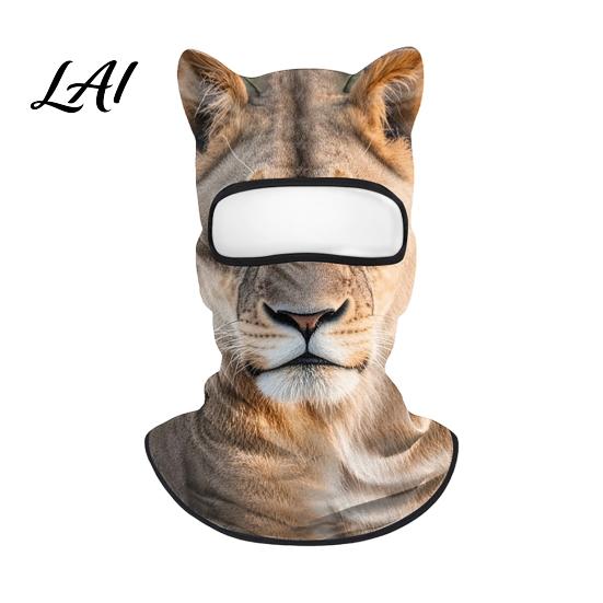 Cappuccio con Fantasia di Animali Realistica Maschera Integrale 3D con Orecchie Antivento Maschera Facciale da Ciclismo per Autunno Sci Inverno Copertura Protezione Solare Costume di Halloween