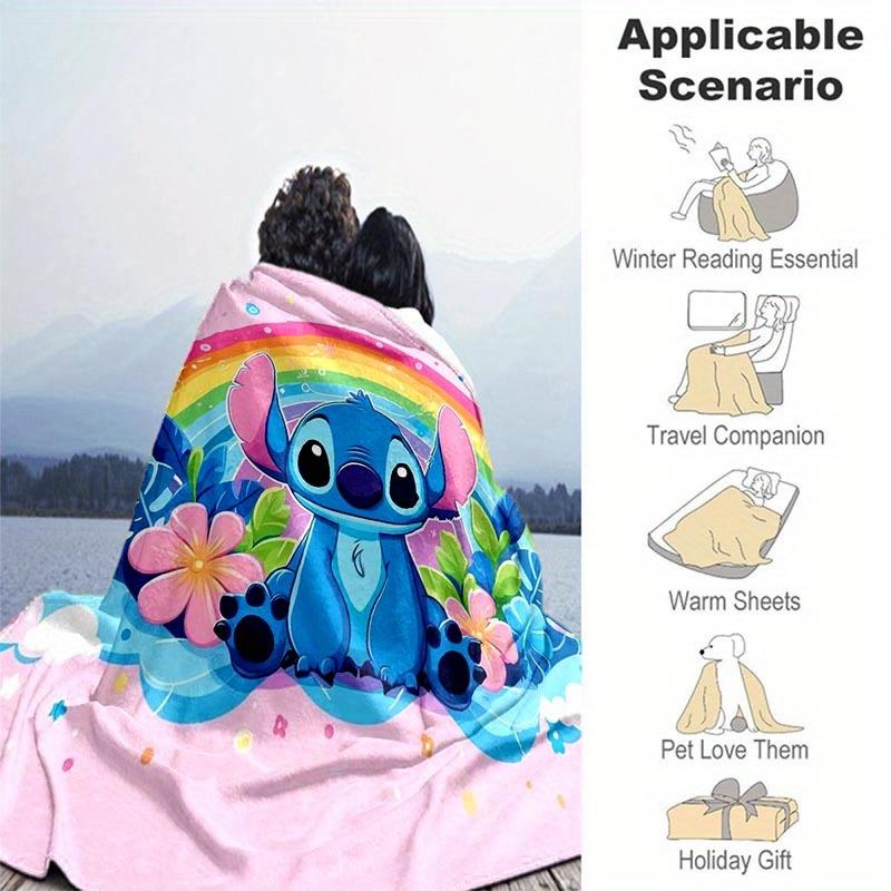 1pc Stitch Printing Blanket - Soft, All-Season Throw for Office Blanket, Personalized Gift with Adorable Cartoon Design
