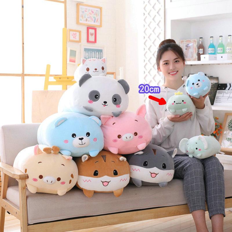 20cm Lovely Animal Sweet Dinosaur Pig Cat Bear Plush Toy Soft Cartoon Panda Hamster Elephant Deer Stuffed Doll Baby Pillow Gift