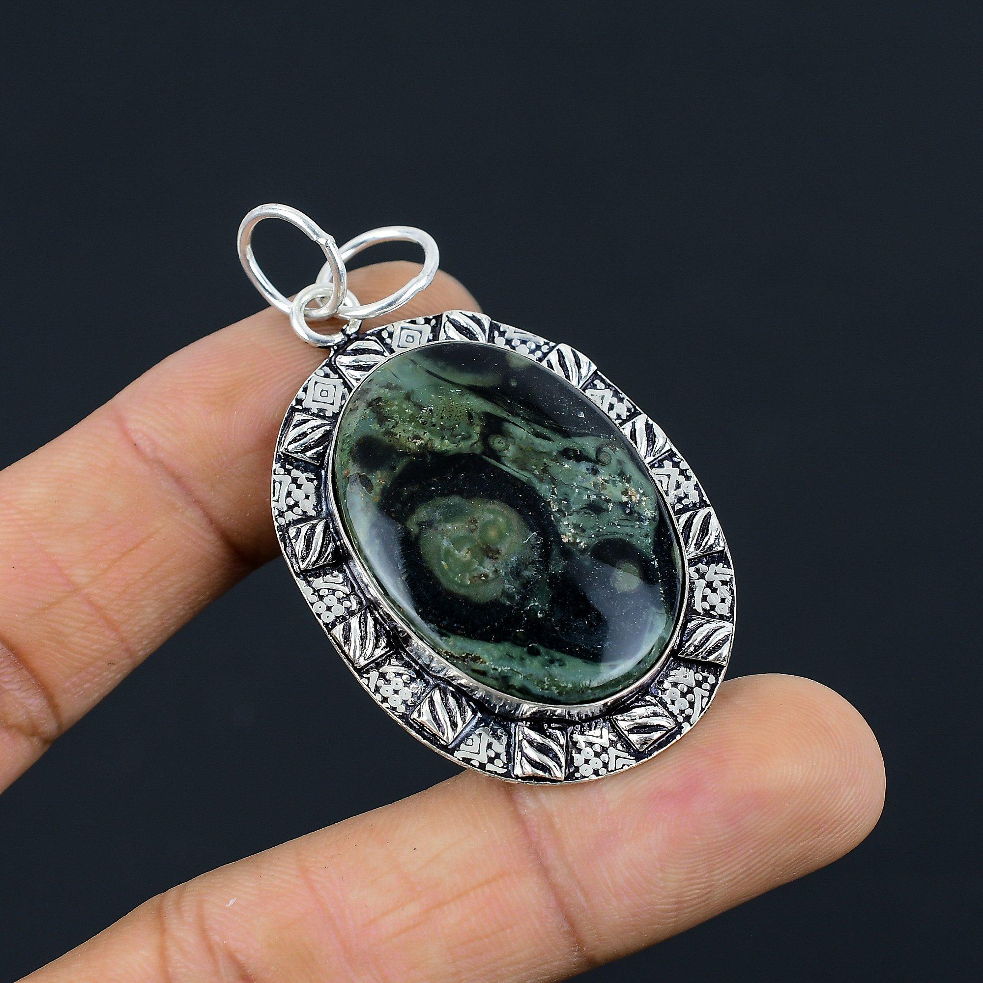 

Распродажа ко Дню дочерей Камамба-джаспер Стерлинговое серебро Ручная работа Подвеска