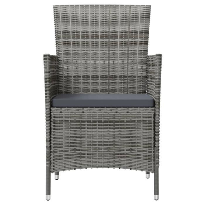 VidaXL Garden Chairs with Cushions 2 Pcs Woven Resin Grey 316682