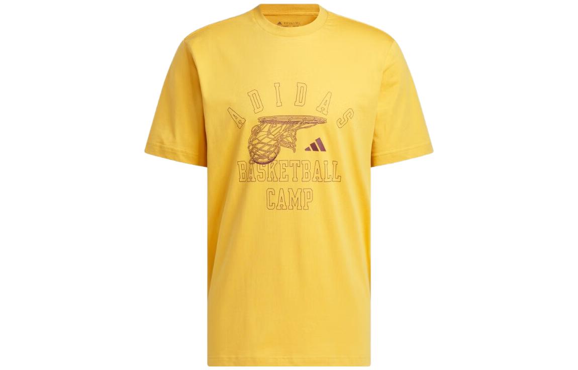 Adidas T Shirts Men s Yellow Crew Neck Moderate Straight Fit IM4625 L
