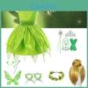 Fantasia Fada da Flor Verde Tinker Bell Tecido de Fibra de Poliéster Ideal Para o Dia das Crianças Halloween Role Play