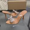 TRAF Moda Donna Fiocco Sandali Trasparenti con Tacco Alto Donna Sexy Punta a Punta Tacco Slingback Tacco Alto Sandali Estivi da Ufficio Femminili