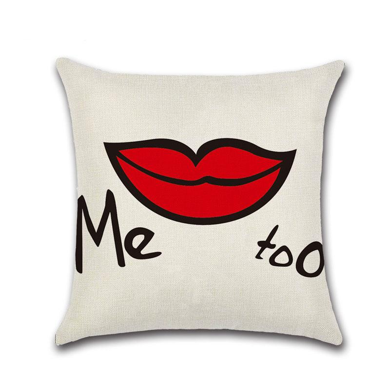 Valentine'S Day Pattern Decorative Pillowcases Couple Cotton Linen Throw Pillow Case Pillowcase Kussensloop Almohada Zt236