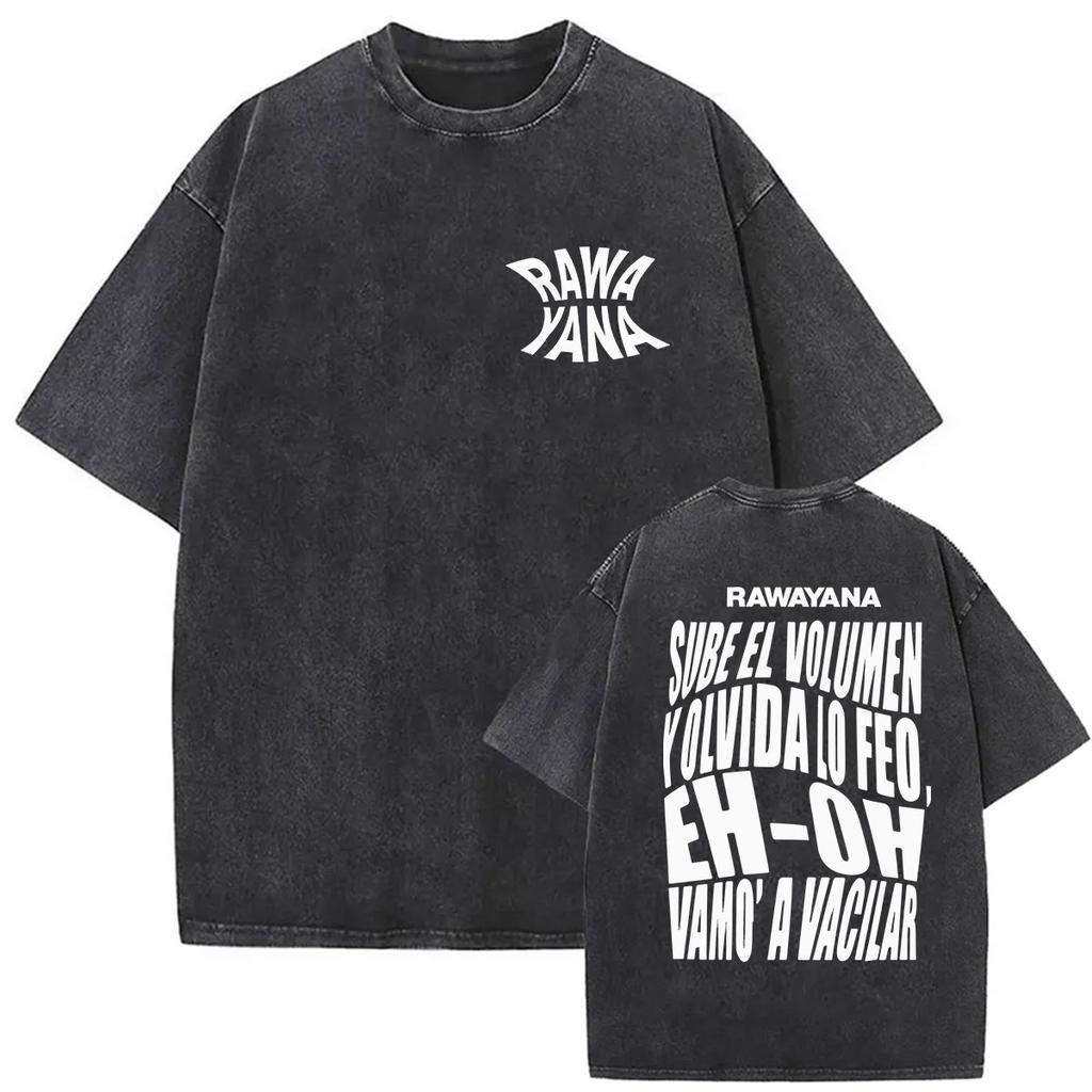Vintage Washed Rawayana Donde Es El After Album  Print TShirt Men Women Hip Hop Pop Music Short Sleeve T Shirt Streetwear