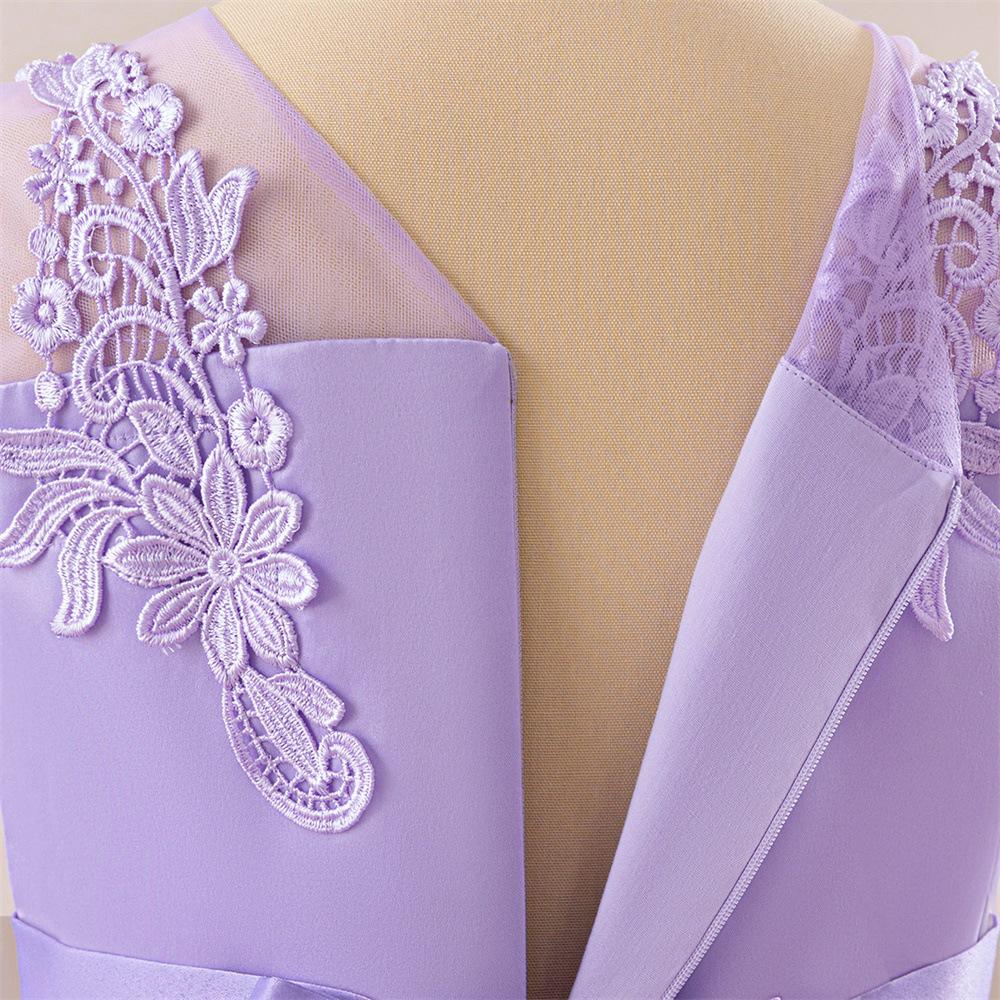 Abito Principessa in Pizzo da Bambina - Abito Formale Lungo in Rete per Bambini Grandi