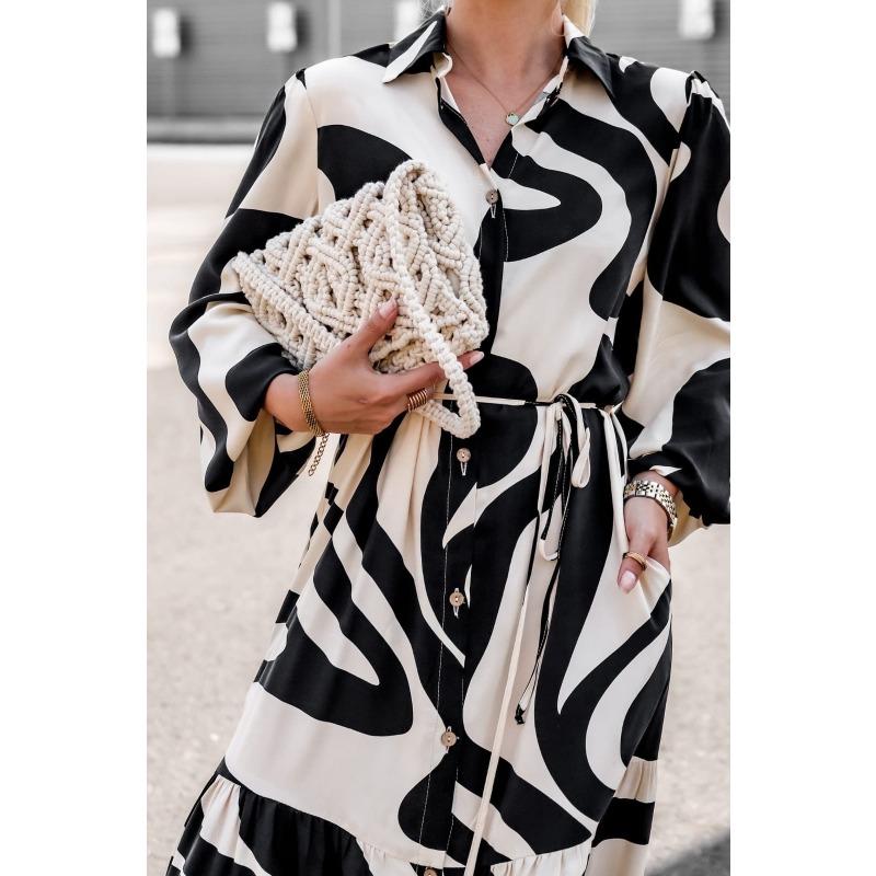 

Женская рубашка больших размеров на осень с длинными рукавами и принтом, свободная, повседневная, длинное платье XXL