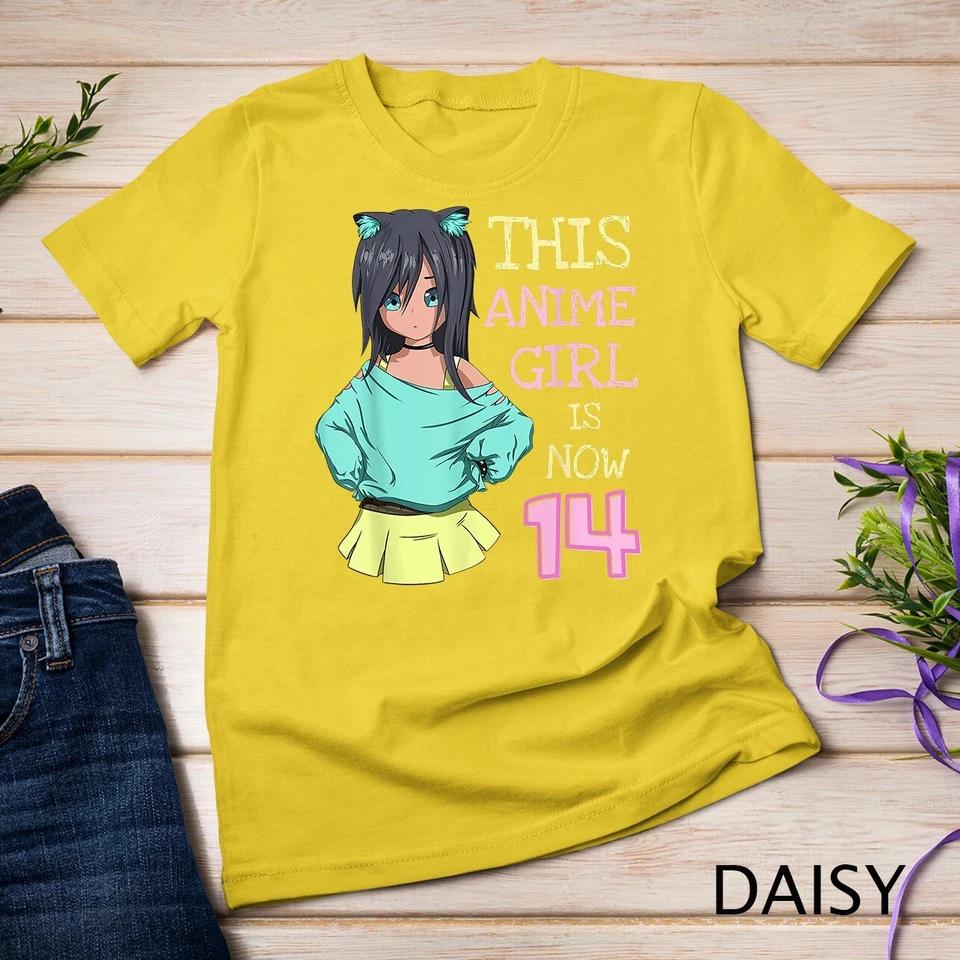 This Anime Girl Is Now 14 Years Old Birthday Girl Kawaii T-Shirt Unisex T-shirt 3 L