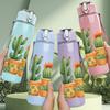 1PC Multiple Potted Cactus 750ml Color Plastic Sports Water Bottle Leakproof Flip Straw Lid Suitable for Sports Office Home Use