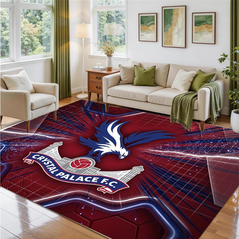 Crystal Palace Football Design Crystal Velvet Rug Soft Decorative Mat for Bedroom Entrance