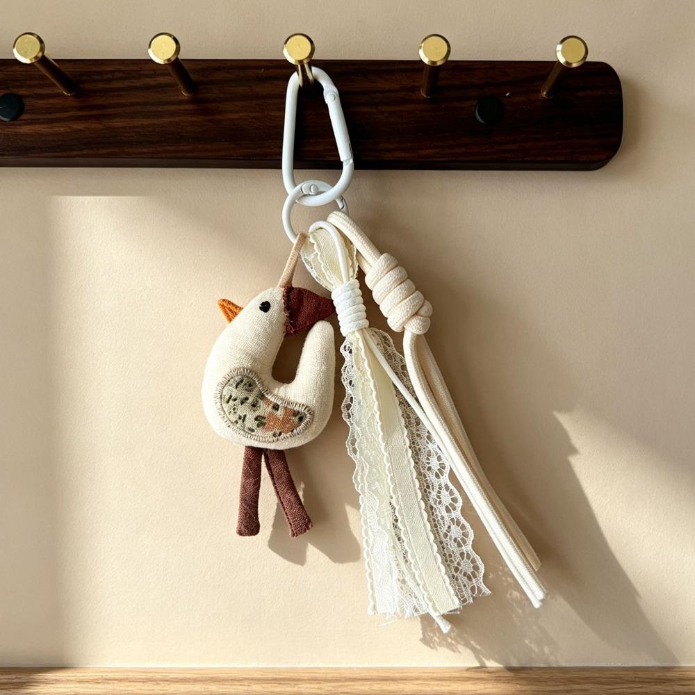 Cartoon Animal Keychain Doll Charm Rabbit Cat Bear Horse Chicken Duck Vintage Bag Decorative Pendant Cloth Multicolor