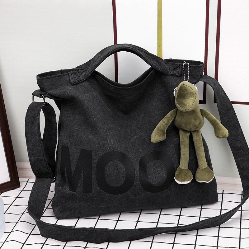 Canvas Bag Women's Shoulder Messenger Bag Cloth Bag College Students Class Literature and Art Simple Large Capacity