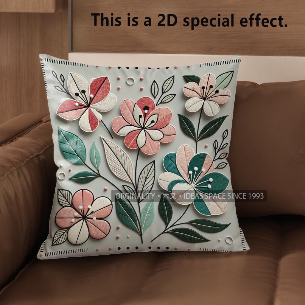 

2D Floral Embroidered Pattern Decorative Pillow Covers Pattern Cushion Cover Suitable For Sofa Bedroom Car Pillow Cover 40x40cm