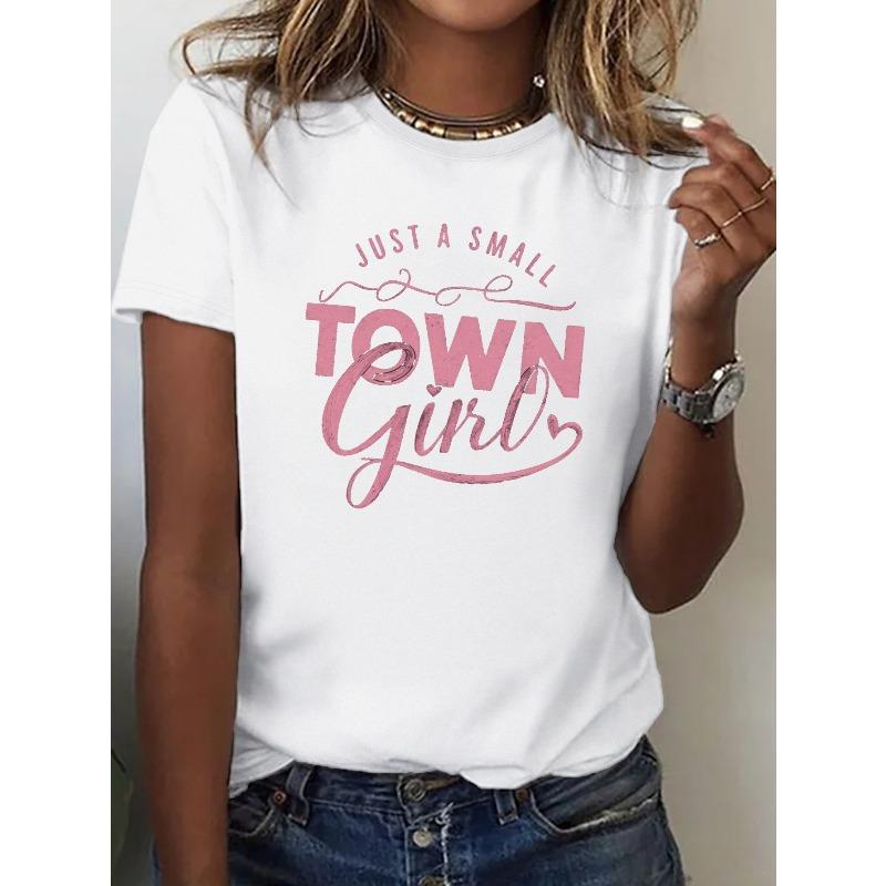 Damen Small Town Girl T-Shirt Komfort Passform Lässiges Kurzarm Oberteil