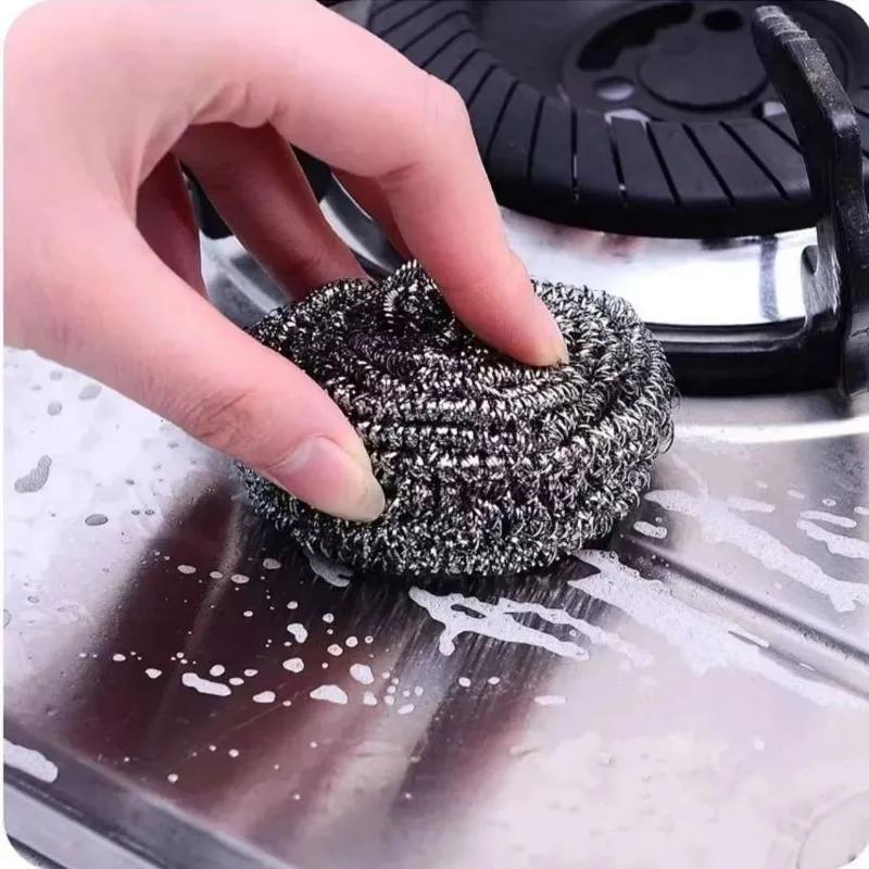48Pcs Stainless Steel Cleaning Ball Steel Wire Ball Household Kitchen Washing Pots Pans Dishes Remove Dirt Rust Scrubbing Tool