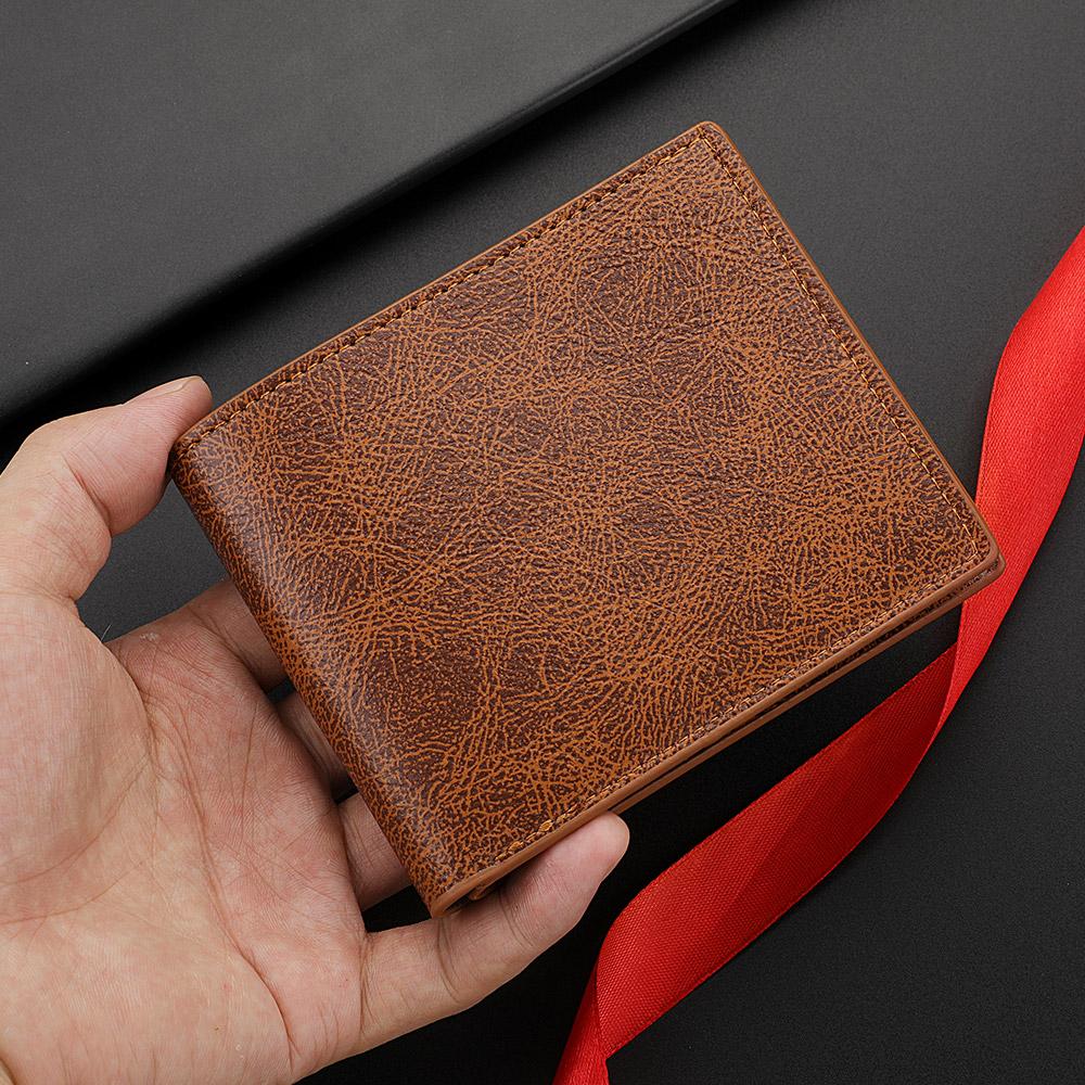Men's Fashion Retro Business Short Wallet Multi Card Slot Horizontal Soft Pu Leather Men's Wallet