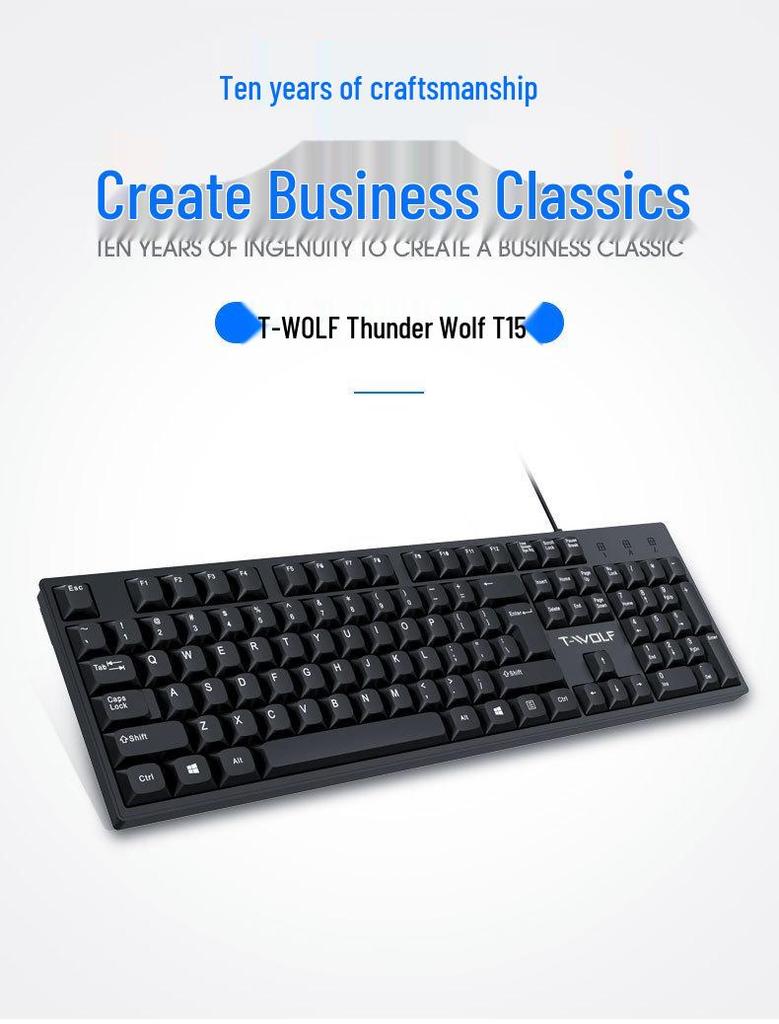 Teclado USB con Cable T-WOLF T15 para Oficina, Portátil y Escritorio