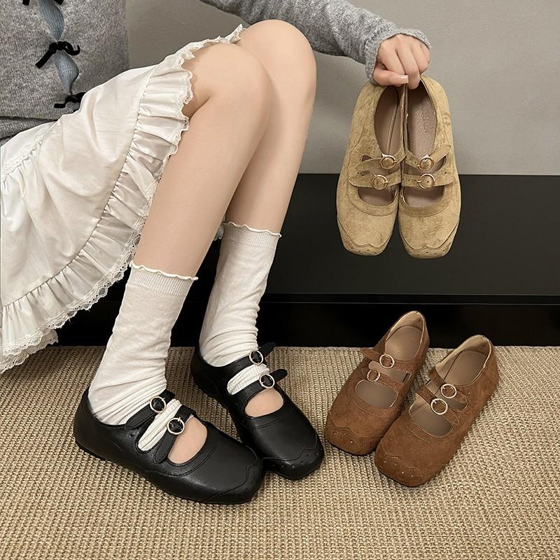 Fashion New Women's Fashion Natural Suede Leather Lace-up Flat Oxfords Round Toe High Quality Soft Comfortable Casual Female Daily Shoes