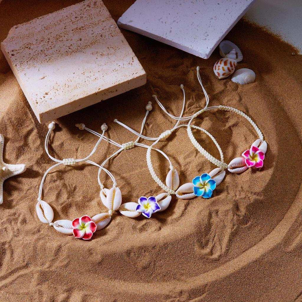 Handmade Soft Clay Flower Shell Braided Bracelet – Fashionable and Versatile
