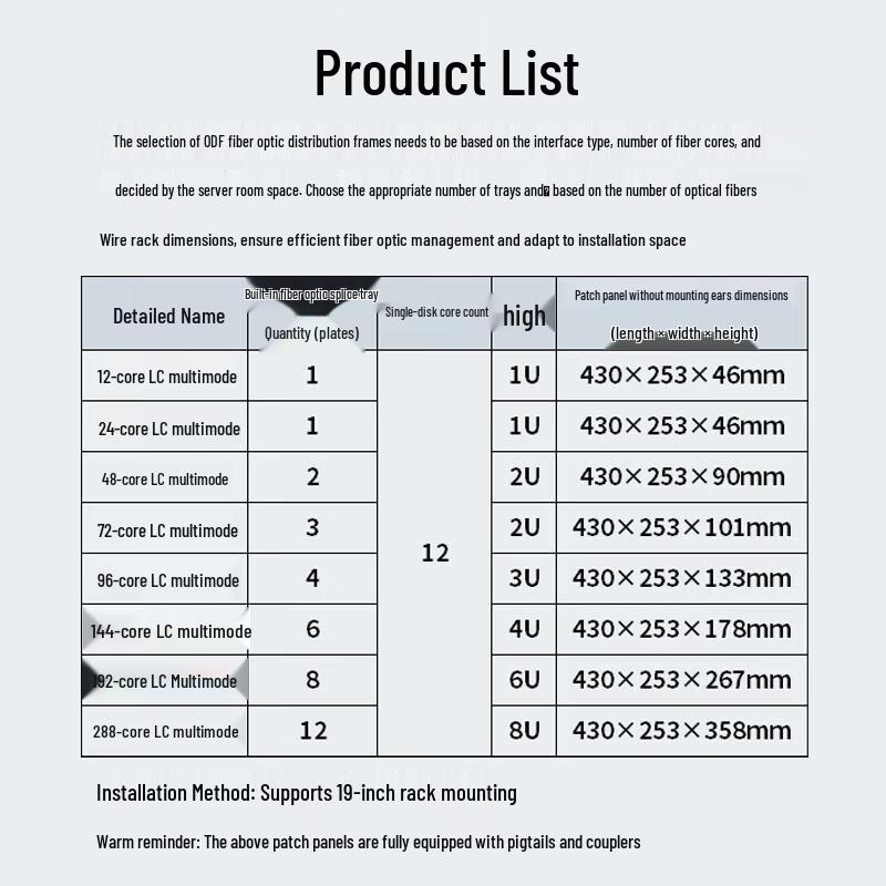 Boyang 96-Port 192-Core LC OM4 Multimode Fiber Optic Distribution Frame