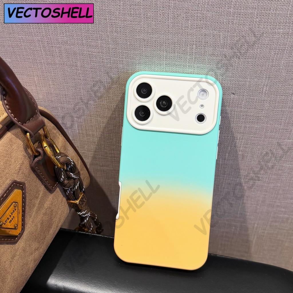 Gradient Color Matte Camera Protection Case For iPhone 17 16 15 14 13 Pro Max 2 IN 1 Large Window Anti-fall Bumper Phone Cover