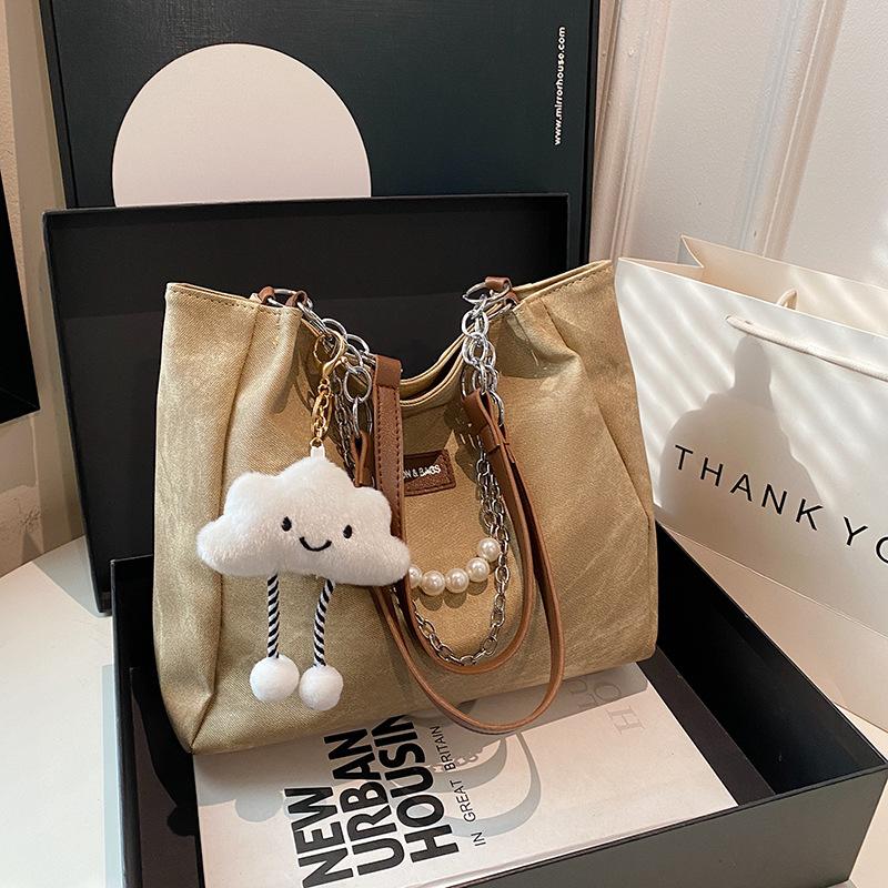 Casual large-capacity bag women's new autumn and winter college student class bag fashionable commuter shoulder tote bag