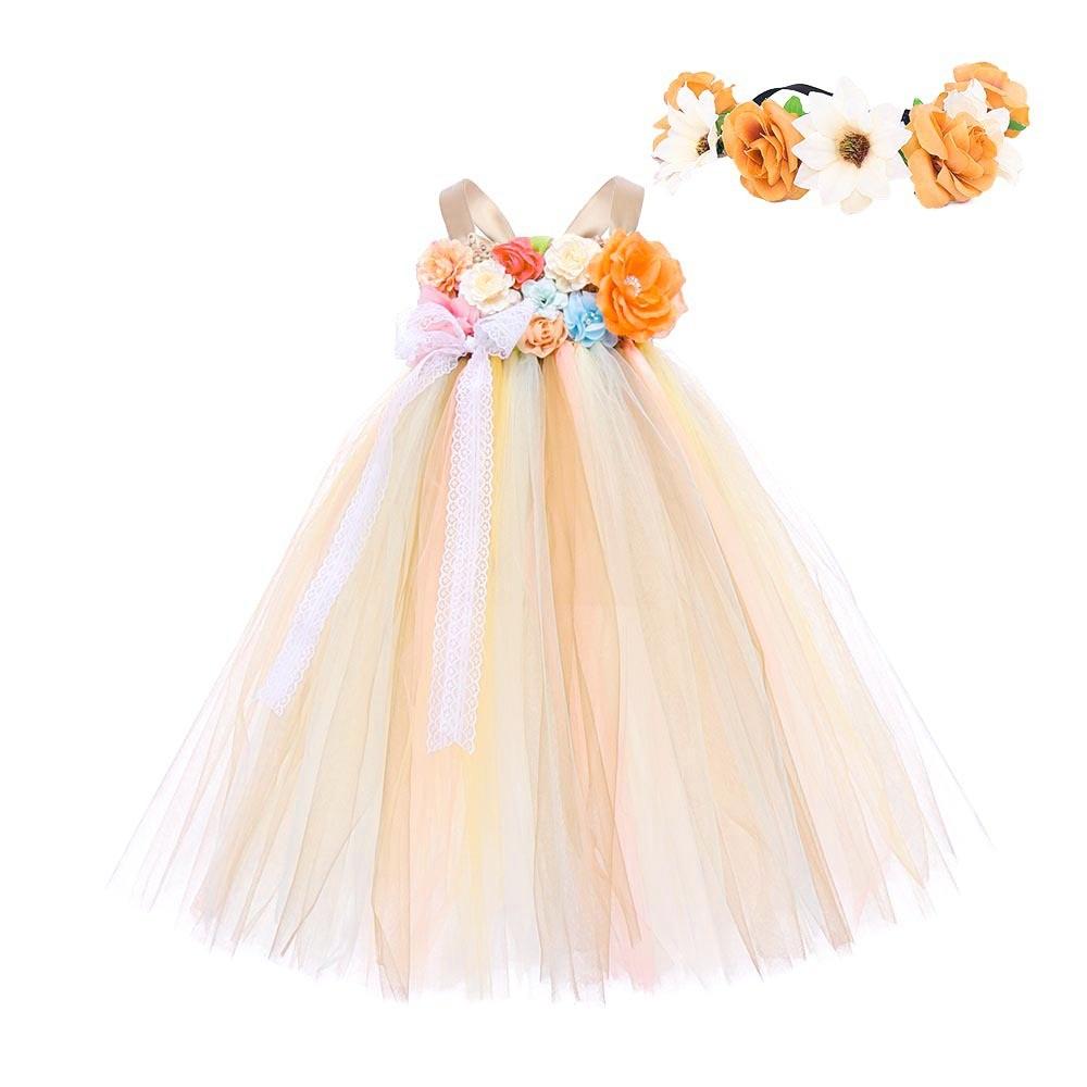 

Детское платье-пачка в сеточку для девочек, комплект головных уборов, детские костюмы для косплея на Хэллоуин, детский наряд для ролевых игр в стиле принцессы XXL оранжевый