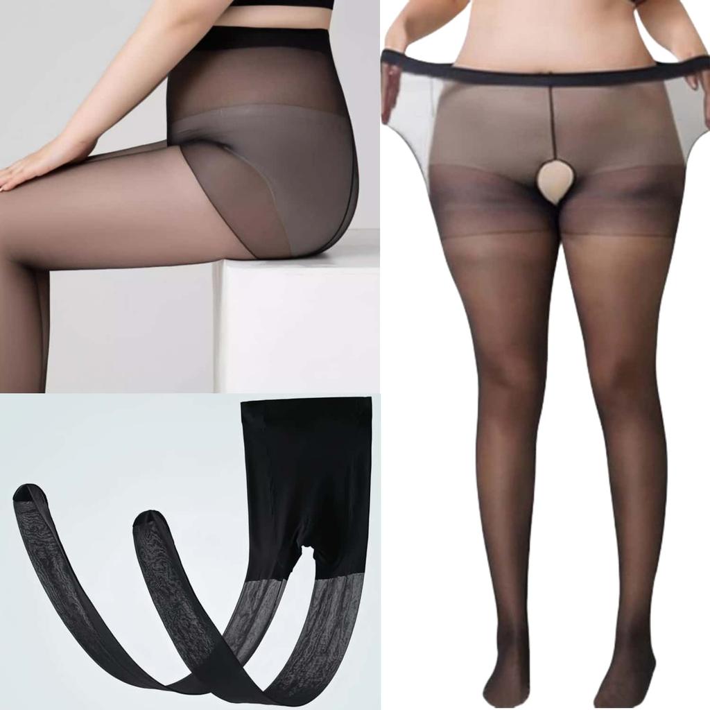 15D Open Crotchless Pantyhose Women Plus Big Size High Stretch Sexy Nylon Large Tights Stockings Panty-hose Spring Autumn Black White 2XL 4XXXL 5XL