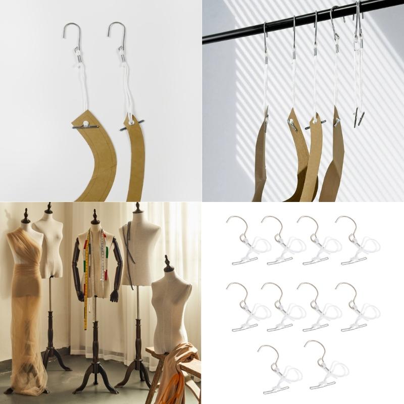12 Stück Musterhaken mit Seil Metallhaken Kleiderbügel Für Kleidung Musteraufhängung Mode-Design Nähprojekt