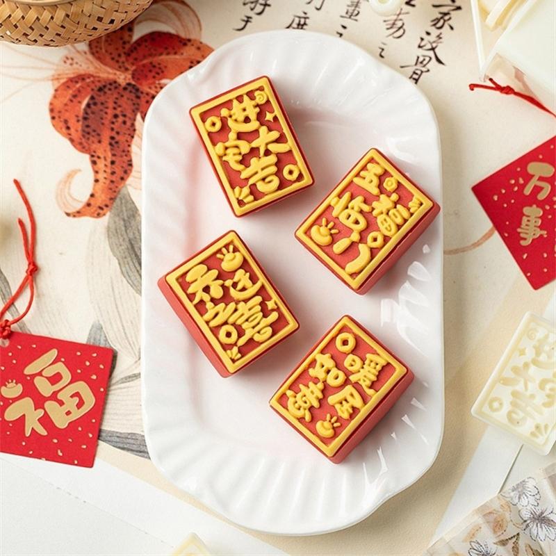 Plastic Mooncakes Mold Cookie Stamp Cake Baking Tool Hand Pressure Pastries Mould for Celebration and Gatherings