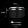 Stainless Steel Instant Noodle Bowl with Lid Spoon, Japanese-Style Sealed Lunch Box,Student Bento Box, Tableware, Large Capacity