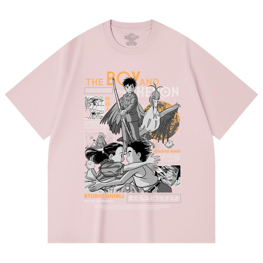 230 Gsm 100% Cotton Ghibli V3 The Boy The Heron Print Unisex Heavy Cotton T Shirt